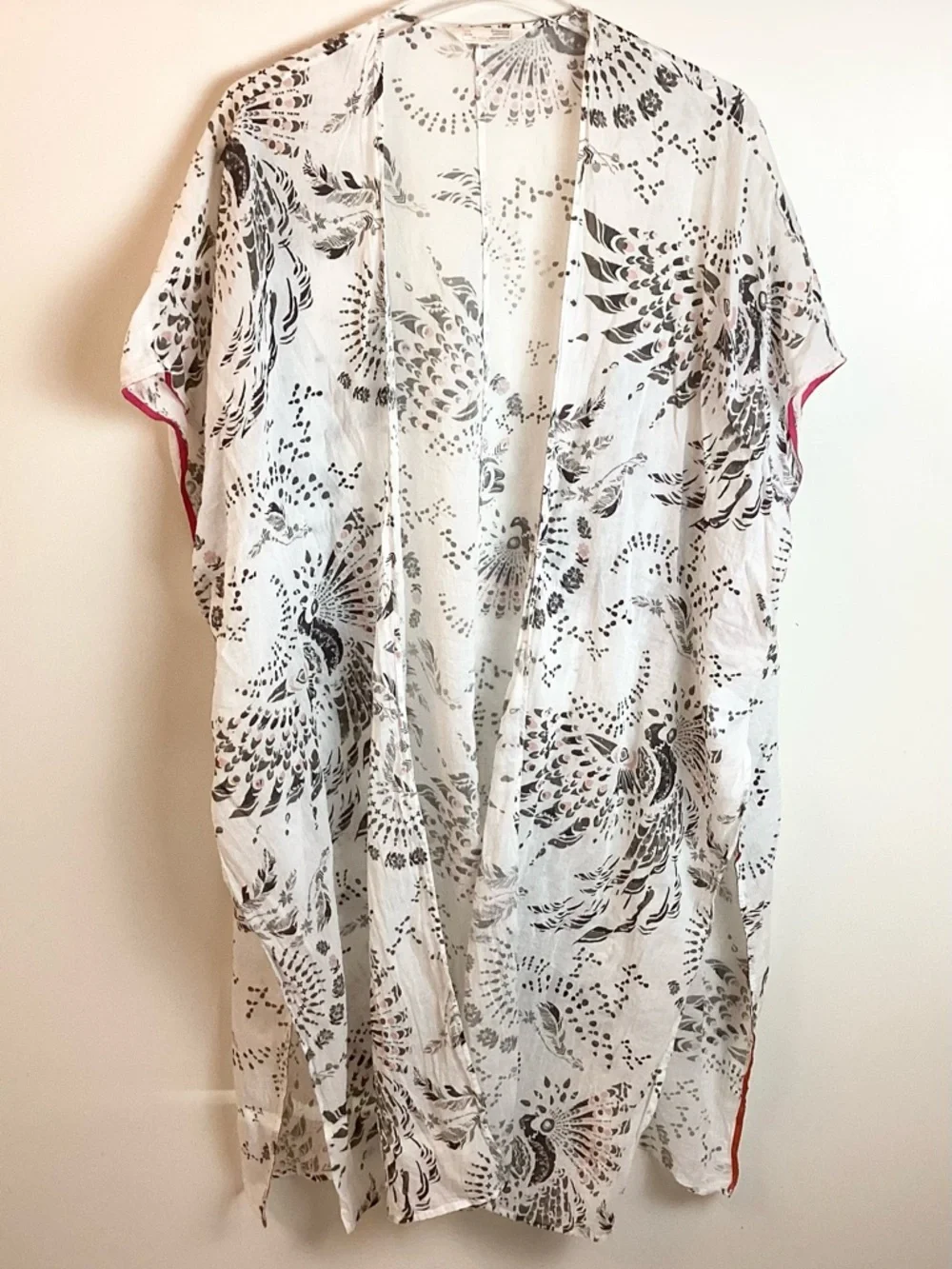 Odd Molly Boho 100% Cotton Bird Print Swim Cover Up - White - One Size - Picture 1 of 9